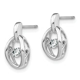 Sterling Silver Rhodium CZ Birthstone Earrings with Polished Finish